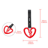 Broken Heart JDM Tsurikawa Drift Subway Train Bus Handle Strap – Universal Car Interior Hanging Charm, Carbon Fiber Pattern PVC X2
