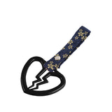 Broken Heart JDM Tsurikawa Drift Subway Train Bus Handle Strap – Universal Car Interior Hanging Charm, Bosozoku Blue Flowers Pattern Retro Nylon Strap X1