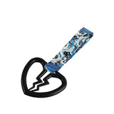 Broken Heart JDM Tsurikawa Drift Subway Train Bus Handle Strap – Universal Car Interior Hanging Charm, Bosozoku Blue Waves Pattern Retro Nylon Strap X1