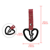 Broken Heart JDM Tsurikawa Drift Subway Train Bus Handle Strap – Universal Car Interior Hanging Charm, Bosozoku Red Clouds Pattern Retro Nylon Strap X1