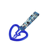 Broken Heart JDM Tsurikawa Drift Subway Train Bus Handle Strap – Universal Car Interior Hanging Charm, Bosozoku Blue Waves Pattern Retro Nylon Strap X1