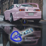 Broken Heart JDM Tsurikawa Drift Subway Train Bus Handle Strap – Universal Car Interior Hanging Charm, Bosozoku Blue Waves Pattern Retro Nylon Strap X1