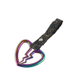 Broken Heart JDM Tsurikawa Drift Subway Train Bus Handle Strap – Universal Car Interior Hanging Charm, Bosozoku Black Clouds Pattern Retro Nylon Strap X1