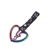 Broken Heart JDM Tsurikawa Drift Subway Train Bus Handle Strap – Universal Car Interior Hanging Charm, Bosozoku Blue Flowers Pattern Retro Nylon Strap X1