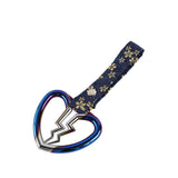 Broken Heart JDM Tsurikawa Drift Subway Train Bus Handle Strap – Universal Car Interior Hanging Charm, Bosozoku Blue Flowers Pattern Retro Nylon Strap X1