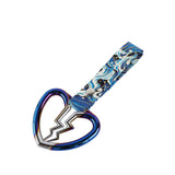 Broken Heart JDM Tsurikawa Drift Subway Train Bus Handle Strap – Universal Car Interior Hanging Charm, Bosozoku Blue Waves Pattern Retro Nylon Strap X1