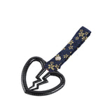 Broken Heart JDM Tsurikawa Drift Subway Train Bus Handle Strap – Universal Car Interior Hanging Charm, Bosozoku Blue Flowers Pattern Retro Nylon Strap X1