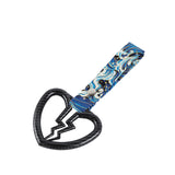 Broken Heart JDM Tsurikawa Drift Subway Train Bus Handle Strap – Universal Car Interior Hanging Charm, Bosozoku Blue Waves Pattern Retro Nylon Strap X1