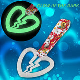 Broken Heart JDM Tsurikawa Drift Subway Train Bus Handle Strap – Universal Car Interior Hanging Charm, Bosozoku Red Cats Pattern Retro Nylon Strap X1