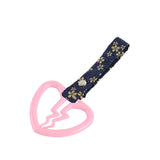 Broken Heart JDM Tsurikawa Drift Subway Train Bus Handle Strap – Universal Car Interior Hanging Charm, Bosozoku Blue Flowers Pattern Retro Nylon Strap X1