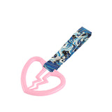 Broken Heart JDM Tsurikawa Drift Subway Train Bus Handle Strap – Universal Car Interior Hanging Charm, Bosozoku Blue Waves Pattern Retro Nylon Strap X1