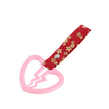 Broken Heart JDM Tsurikawa Drift Subway Train Bus Handle Strap – Universal Car Interior Hanging Charm, Bosozoku Red Flowers Pattern Retro Nylon Strap X1