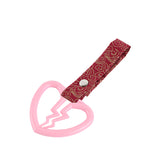 Broken Heart JDM Tsurikawa Drift Subway Train Bus Handle Strap – Universal Car Interior Hanging Charm, Bosozoku Red Clouds Pattern Retro Nylon Strap X1