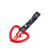 Broken Heart JDM Tsurikawa Drift Subway Train Bus Handle Strap – Universal Car Interior Hanging Charm, Bosozoku Blue Flowers Pattern Retro Nylon Strap X1