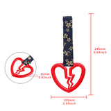 Broken Heart JDM Tsurikawa Drift Subway Train Bus Handle Strap – Universal Car Interior Hanging Charm, Bosozoku Blue Flowers Pattern Retro Nylon Strap X1