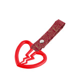 Broken Heart JDM Tsurikawa Drift Subway Train Bus Handle Strap – Universal Car Interior Hanging Charm, Bosozoku Red Clouds Pattern Retro Nylon Strap X1