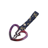 Broken Heart JDM Tsurikawa Drift Subway Train Bus Handle Strap – Universal Car Interior Hanging Charm, Bosozoku Blue Flowers Pattern Retro Nylon Strap X1