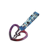 Broken Heart JDM Tsurikawa Drift Subway Train Bus Handle Strap – Universal Car Interior Hanging Charm, Bosozoku Blue Waves Pattern Retro Nylon Strap X1