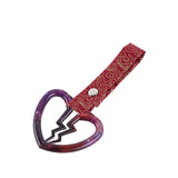 Broken Heart JDM Tsurikawa Drift Subway Train Bus Handle Strap – Universal Car Interior Hanging Charm, Bosozoku Red Clouds Pattern Retro Nylon Strap X1