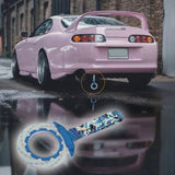 Anime Brake Disc Rotor JDM Tsurikawa Drift Subway Train Bus Handle Strap – Universal Car Interior Hanging Charm, Bosozoku Blue Waves Pattern Retro Nylon Strap X1