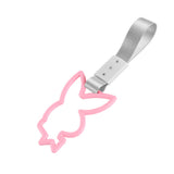 Bunny JDM Tsurikawa Drift Subway Train Bus Handle Strap – Universal Car Interior Hanging Charm, Silver Nylon X1