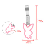 Bunny JDM Tsurikawa Drift Subway Train Bus Handle Strap – Universal Car Interior Hanging Charm, Silver Nylon X1