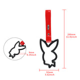 Bunny JDM Tsurikawa Drift Subway Train Bus Handle Strap – Universal Car Interior Hanging Charm, Red PVC X2