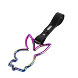 Bunny JDM Tsurikawa Drift Subway Train Bus Handle Strap – Universal Car Interior Hanging Charm, Black PVC X1