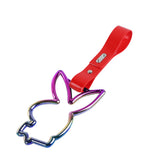 Bunny JDM Tsurikawa Drift Subway Train Bus Handle Strap – Universal Car Interior Hanging Charm, Red PVC X2