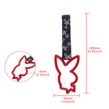 Bunny JDM Tsurikawa Drift Subway Train Bus Handle Strap – Universal Car Interior Hanging Charm, Bosozoku Blue Flowers Pattern Retro Nylon Strap X1