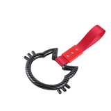 Cat-Shaped Kitty JDM Tsurikawa Drift Subway Train Bus Handle Strap – Universal Car Interior Hanging Charm, Red Nylon X1