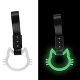 Cat-Shaped Kitty JDM Tsurikawa Drift Subway Train Bus Handle Strap – Universal Car Interior Hanging Charm, Black Nylon X2