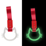 Cat-Shaped Kitty JDM Tsurikawa Drift Subway Train Bus Handle Strap – Universal Car Interior Hanging Charm, Red Nylon X2