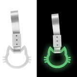 Cat-Shaped Kitty JDM Tsurikawa Drift Subway Train Bus Handle Strap – Universal Car Interior Hanging Charm, Silver Nylon X2