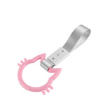 Cat-Shaped Kitty JDM Tsurikawa Drift Subway Train Bus Handle Strap – Universal Car Interior Hanging Charm, Silver Nylon X1