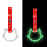 Cat-Shaped Kitty JDM Tsurikawa Drift Subway Train Bus Handle Strap – Universal Car Interior Hanging Charm, Red PVC X2