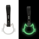Cat-Shapped Kitty JDM Tsurikawa Drift Subway Train Bus Handle Strap – Universal Car Interior Hanging Charm, Carbon Fiber Pattern PVC X2
