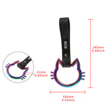 Cat-Shapped Kitty JDM Tsurikawa Drift Subway Train Bus Handle Strap – Universal Car Interior Hanging Charm, Carbon Fiber Pattern PVC X1