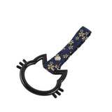 Cat-Shapped Kitty JDM Tsurikawa Drift Subway Train Bus Handle Strap – Universal Car Interior Hanging Charm, Bosozoku Blue Flowers Pattern Retro Nylon Strap X1
