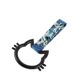 Cat-Shapped Kitty JDM Tsurikawa Drift Subway Train Bus Handle Strap – Universal Car Interior Hanging Charm, Bosozoku Blue Waves Pattern Retro Nylon Strap X1