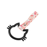 Cat-Shapped Kitty JDM Tsurikawa Drift Subway Train Bus Handle Strap – Universal Car Interior Hanging Charm, Bosozoku Pink Flowers Pattern Retro Nylon Strap X1
