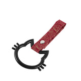 Cat-Shapped Kitty JDM Tsurikawa Drift Subway Train Bus Handle Strap – Universal Car Interior Hanging Charm, Bosozoku Red Clouds Pattern Retro Nylon Strap X1