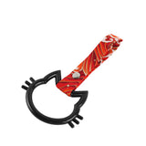 Cat-Shapped Kitty JDM Tsurikawa Drift Subway Train Bus Handle Strap – Universal Car Interior Hanging Charm, Bosozoku Red Waves Pattern Retro Nylon Strap X1