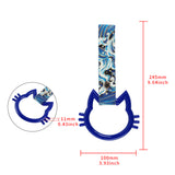 Cat-Shapped Kitty JDM Tsurikawa Drift Subway Train Bus Handle Strap – Universal Car Interior Hanging Charm, Bosozoku Blue Waves Pattern Retro Nylon Strap X1