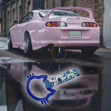 Cat-Shapped Kitty JDM Tsurikawa Drift Subway Train Bus Handle Strap – Universal Car Interior Hanging Charm, Bosozoku Blue Waves Pattern Retro Nylon Strap X1