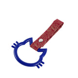 Cat-Shapped Kitty JDM Tsurikawa Drift Subway Train Bus Handle Strap – Universal Car Interior Hanging Charm, Bosozoku Red Clouds Pattern Retro Nylon Strap X1