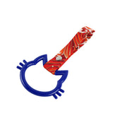 Cat-Shapped Kitty JDM Tsurikawa Drift Subway Train Bus Handle Strap – Universal Car Interior Hanging Charm, Bosozoku Red Waves Pattern Retro Nylon Strap X1