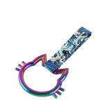 Cat-Shapped Kitty JDM Tsurikawa Drift Subway Train Bus Handle Strap – Universal Car Interior Hanging Charm, Bosozoku Blue Waves Pattern Retro Nylon Strap X1
