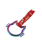 Cat-Shapped Kitty JDM Tsurikawa Drift Subway Train Bus Handle Strap – Universal Car Interior Hanging Charm, Bosozoku Red Flowers Pattern Retro Nylon Strap X1