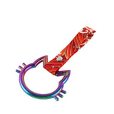 Cat-Shapped Kitty JDM Tsurikawa Drift Subway Train Bus Handle Strap – Universal Car Interior Hanging Charm, Bosozoku Red Waves Pattern Retro Nylon Strap X1